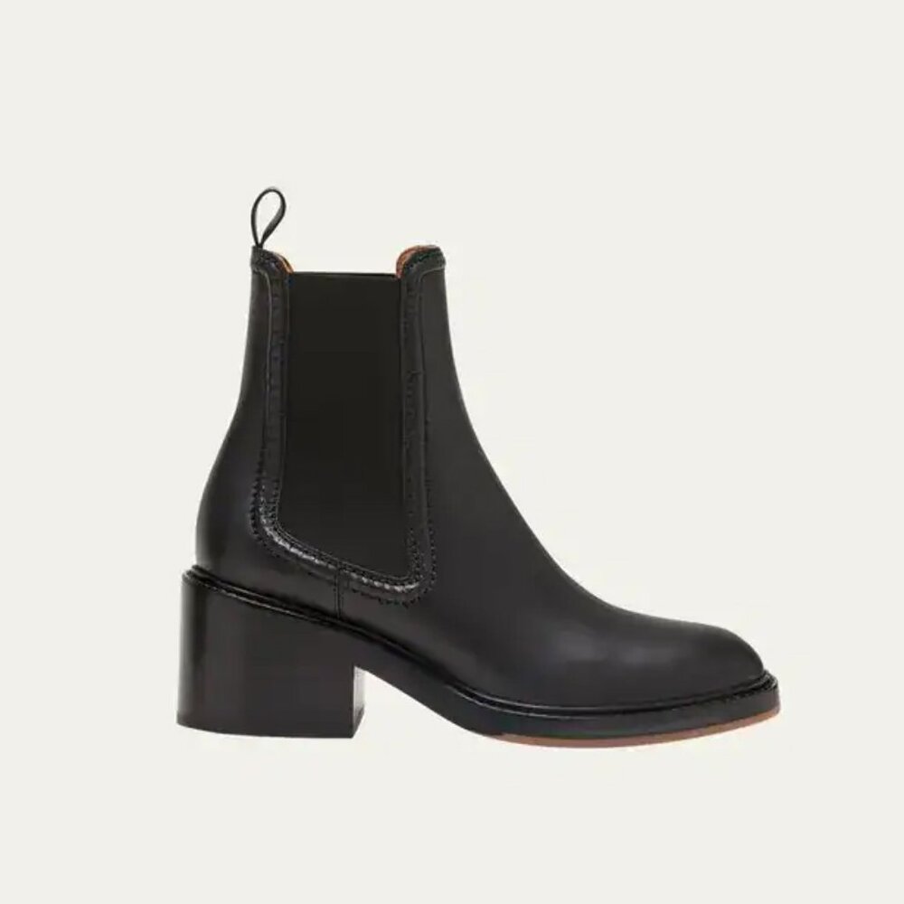 Chloe Mallo Heeled Ankle Boots Smooth Calfskin Black Size EU 36 US 6 NEW NIB